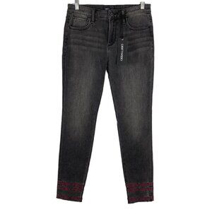 Driftwood Jackie Crop Jeans Embroidered Frayed Hem NWT‎ Women's Size 26
